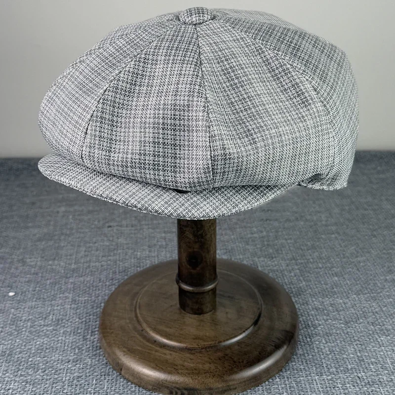 Summer Beret Homme Flax Newsboy Caps Breathable Octagonal Hat Men Women Berets Thin Casual Painter Caps