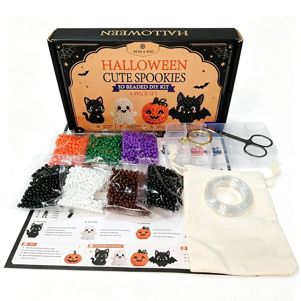 Tiny Beads 3D Beaded Animal Kit Cute Design Animal Shape Bead Weaving Kit Creative Craft 3D Beaded Ornament Set