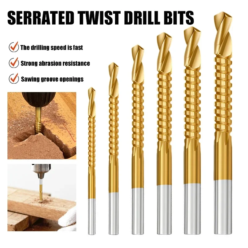 3/4/5/6/6.5/8mm Cobalt Drill Bits Spiral Metric Composite Tap Drill Bit Cutting Drilling Twist Drill Bit Wood Drilling Slotting