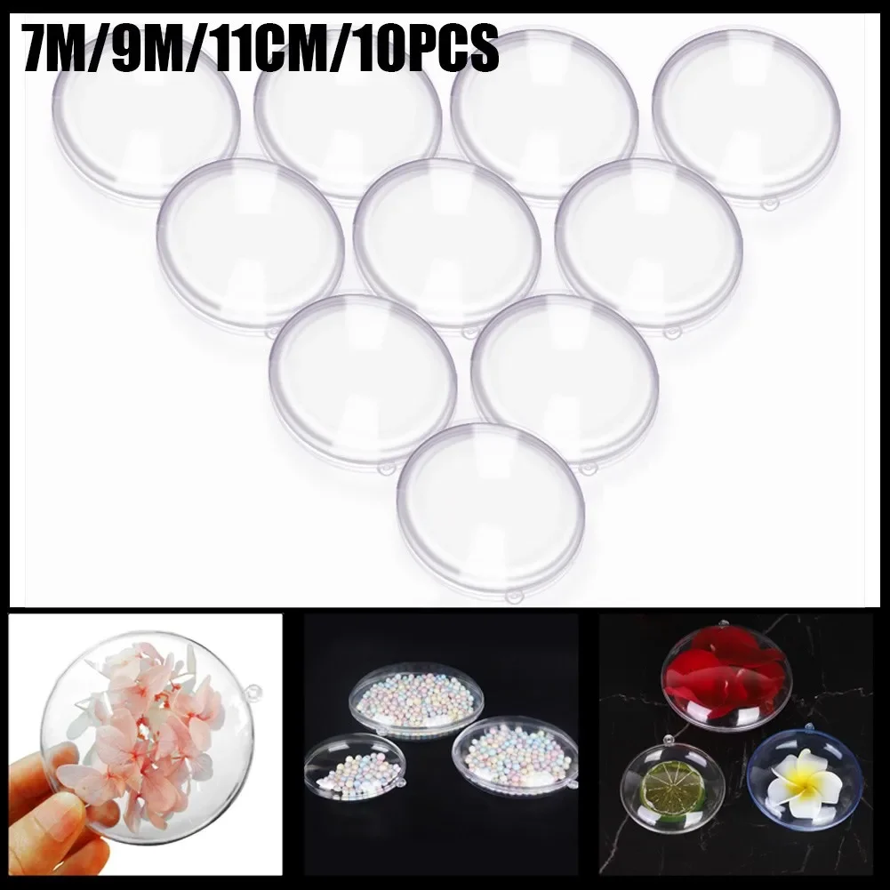 10pcs 7/9/11 Cm Plastic Clear Flat Ball Fillable Transparent Christmas Ball Baubles Wedding Candy Christmas Box Party Decor