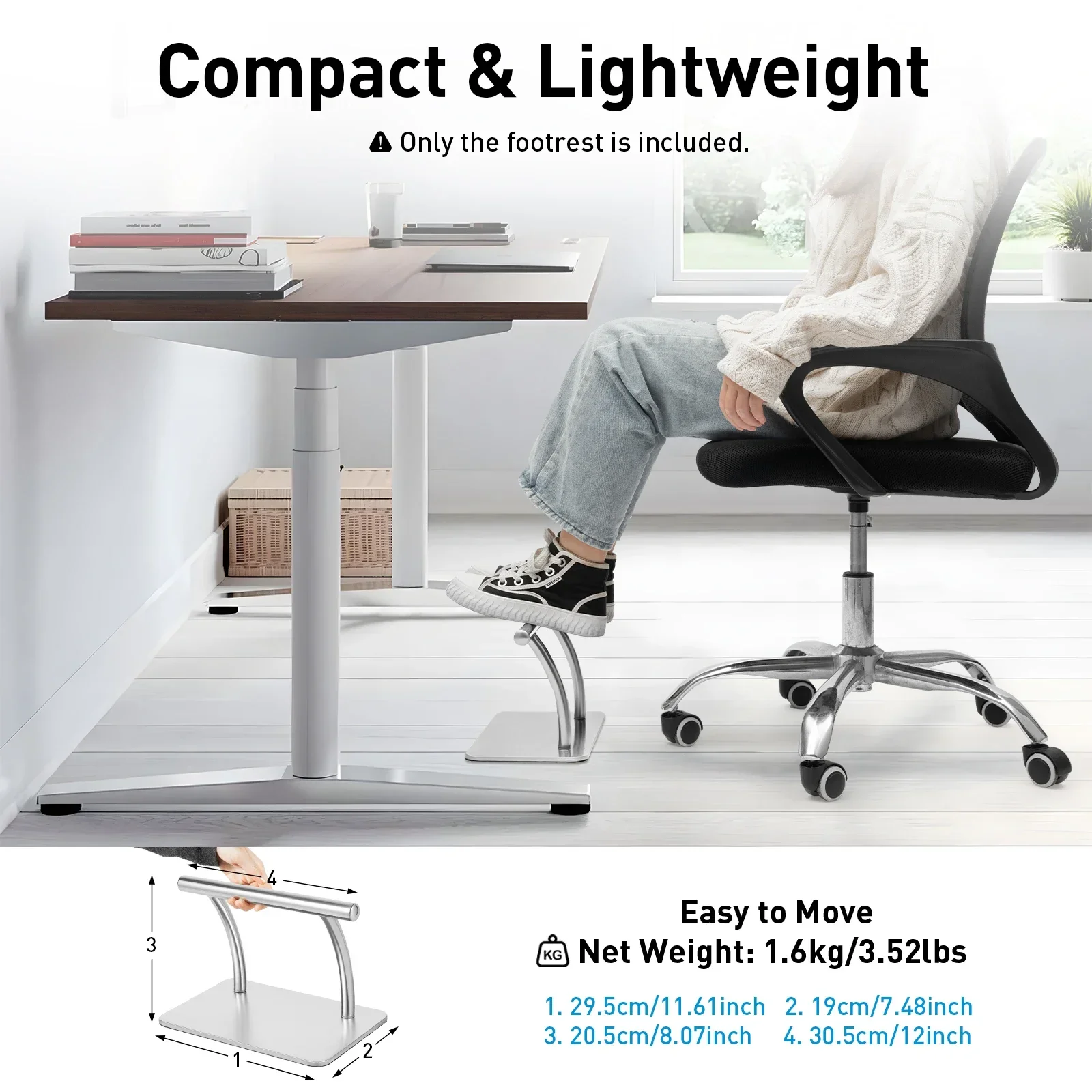 مسند قدم من الفولاذ المقاوم للصدأ للمكتب تحت المكتب في العمل، مسند قدم لكرسي الحلاقة، مسند قدم تحت المكتب لصالون الحلاقة في المكتب المنزلي