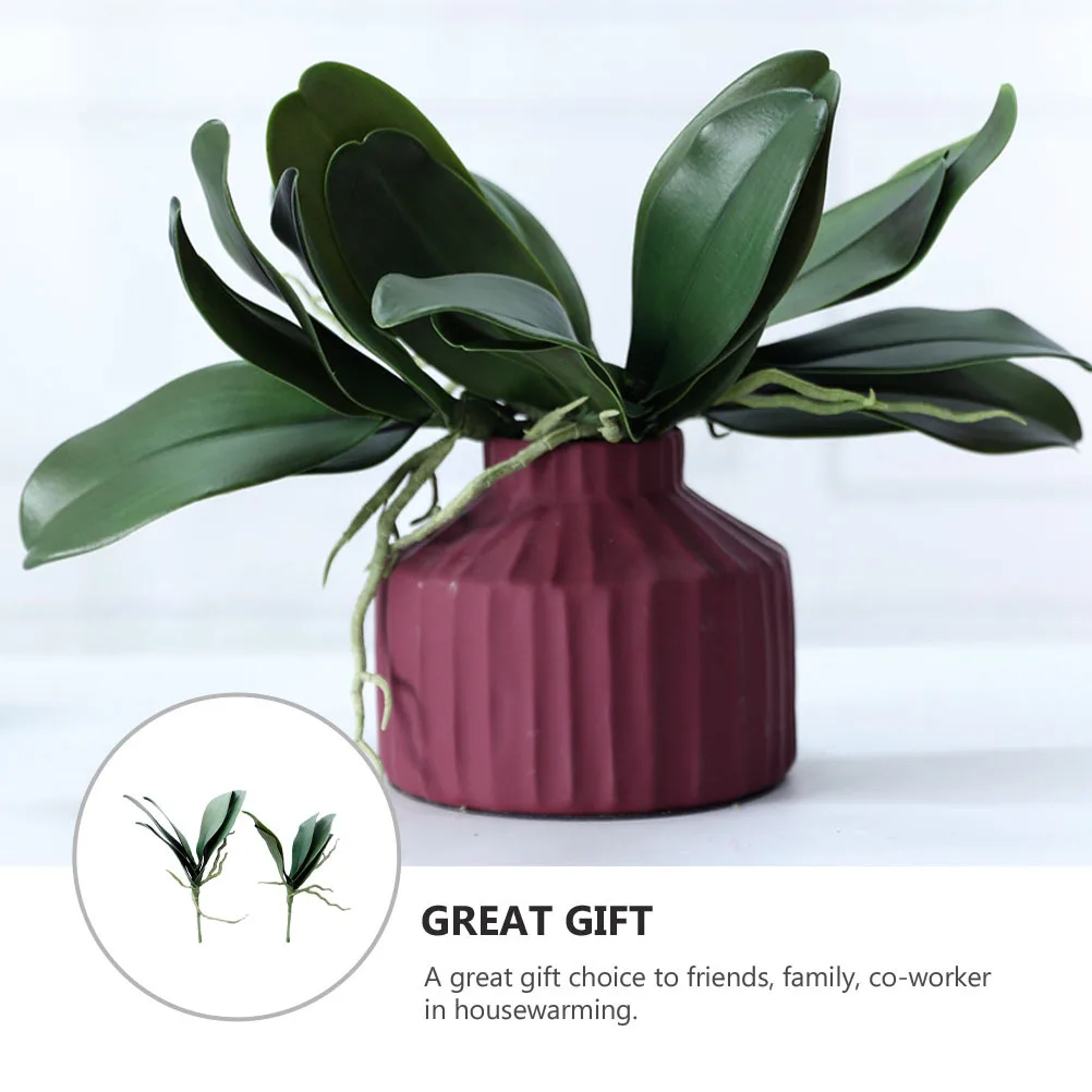 

2Pcs Simulated Phalaenopsis Leaves Artificial Green Decorative Plant Leaves for Home Office Party DIY Flower Arranging Supplies