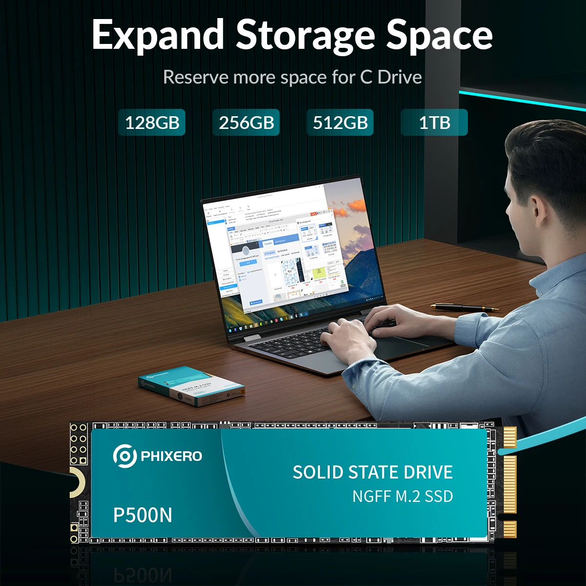 PHIXERO High-Performance M.2 NGFF SSD 500MB/S 512GB  Compact Fast, and Powerful Storage Solution for Laptops and Desktops