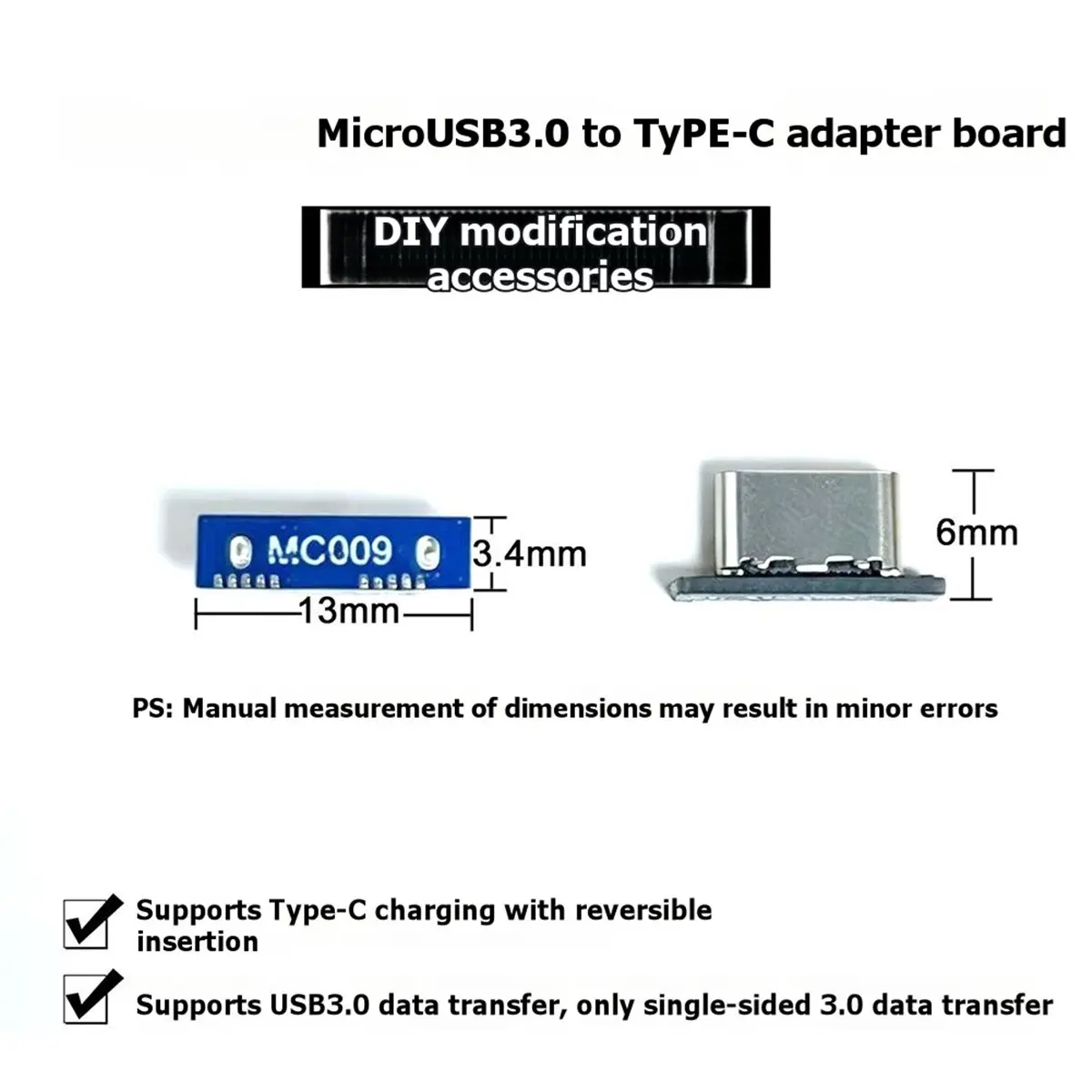 DT89 NEW Micro USB 3.0 Female to Type-C Adapter Board: DIY Repair and Modification Kit, Supports 5 Gbps Transfer Rates 5pcs
