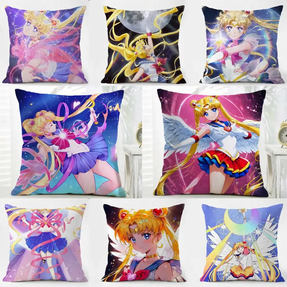 Sparkly Magical Pretty Sailor Moon Cushion Cover Color Pillow Shell For Bedroom Living Room Home Couch Decor