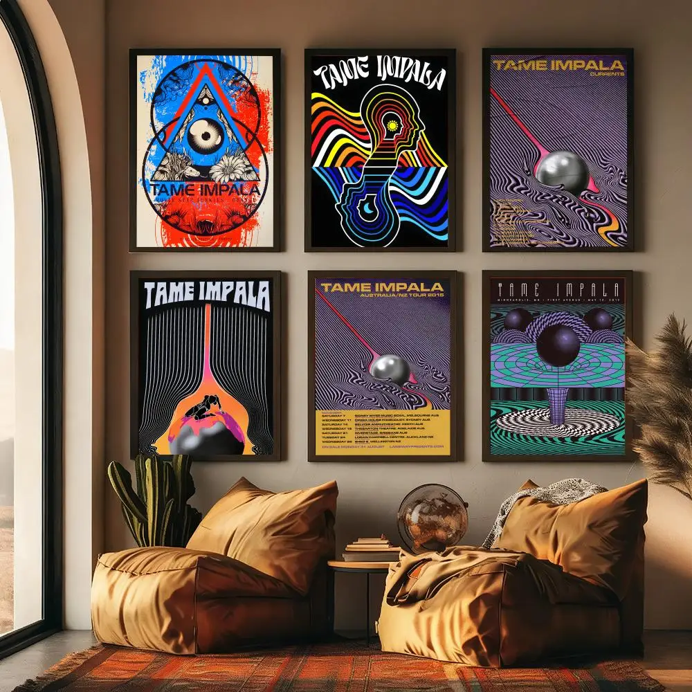 Band T-tame Impala Painting Calligraphy High-Quality Cotton Canvas Poster Wall Art for Living Room Modern Coffee House Decor