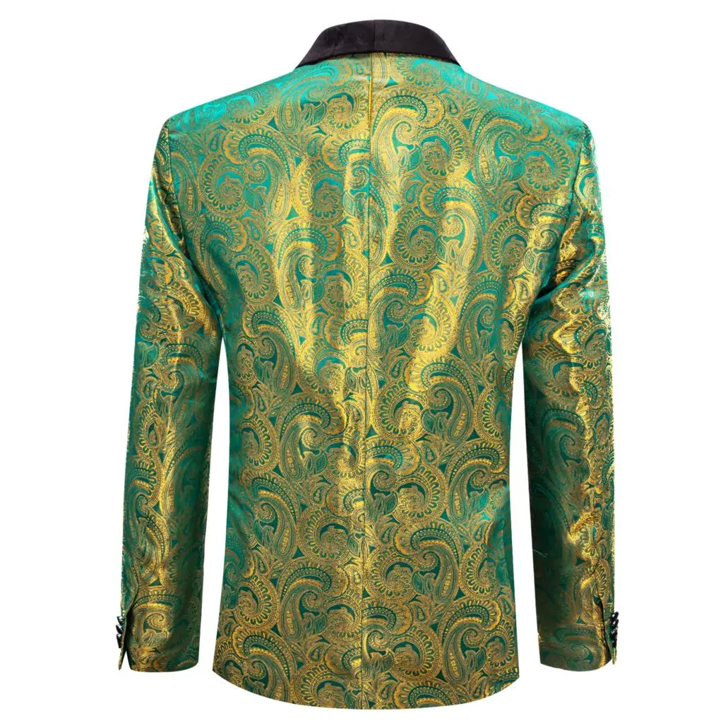 Luxury Men Suits Silk Blazer Green Paisley Silk Blazer Bowtie Set Business Casual Slim Fit Male Jacket Coat 21489790