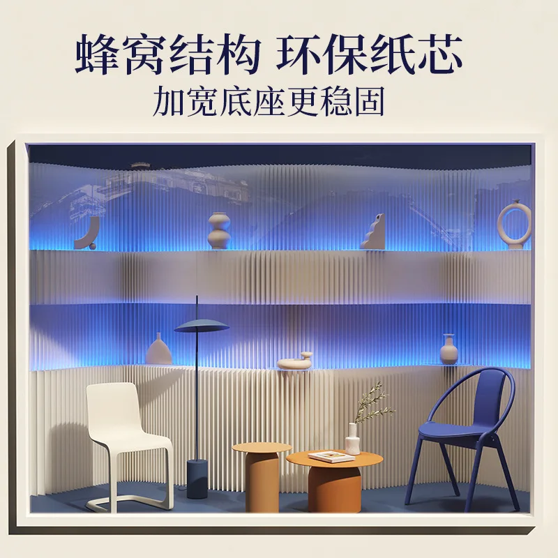 Qingmei Shimmer Organ Paper Wall Art Beauty شاشة متعددة الاستخدامات بطبقة مزدوجة من الضوء والظل عرض ديكور