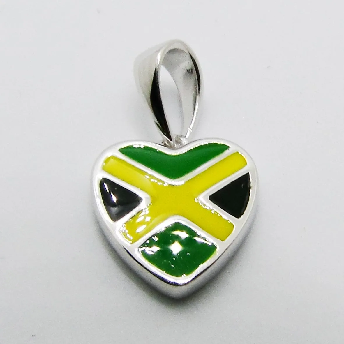 925 Sterling Silver Yellow Black Green Jamaica Flag Jewelry Match Bracelet Bead Charms For Gift