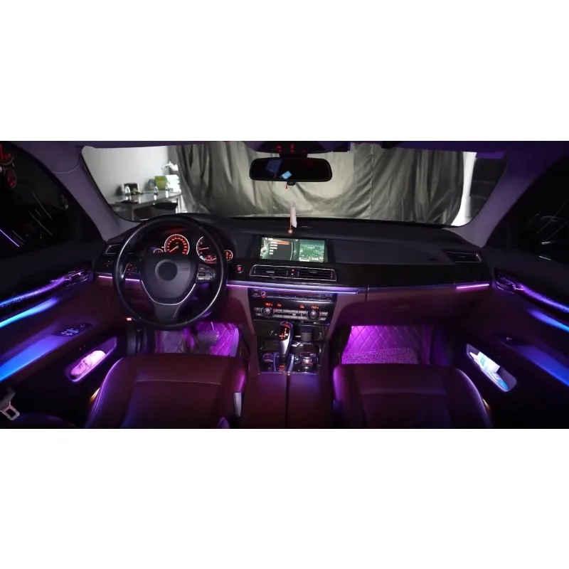256 Color Symphony Multi Zone Interior LED Atmosphere Strip, Dynamic Ambient Light Fit F01 F02 Old Luxury Sedan Full Car Mod Par