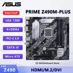 ASUS PRIME Z490M-PLUS motherboard Z490 placa mãe LGA1200 CPU For i5-10400F i9-10900K i7-10700K i3-10100F ram DDR4 SATA3 M.2 mATX