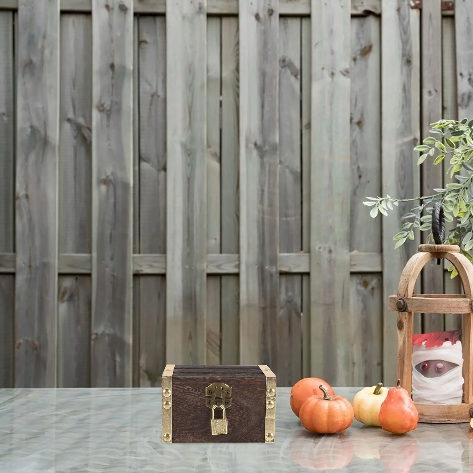

1 Set Vintage Treasure Small Pirate Chest Wood Storage Box For Halloween Party Trinket Box Themed Party Prop Multi-Function