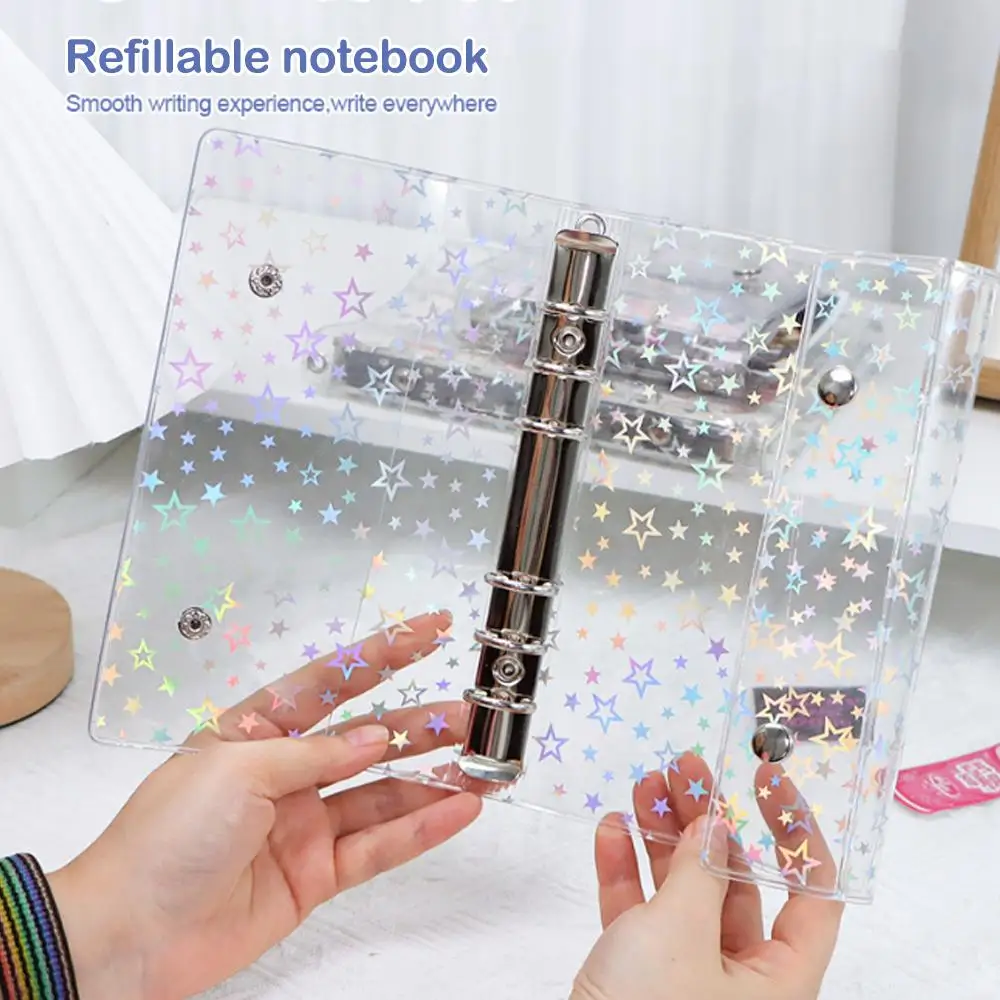 Protège-cahier M5 A6 A7 transparent en PVC à paillettes, rechargeable, pour photos, albums, organisateur, planificateur, classeur