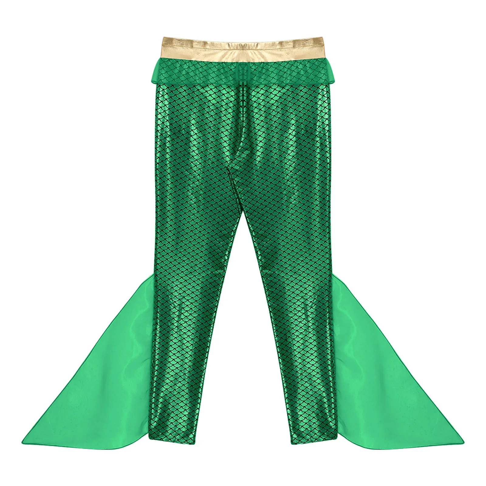 Mannen Zeemeermin Broek Halloween Poseidon Koning Van De Zee Cosplay Fancy Dress Kostuum Metallic Glanzende Fishscale Print Mesh Legging