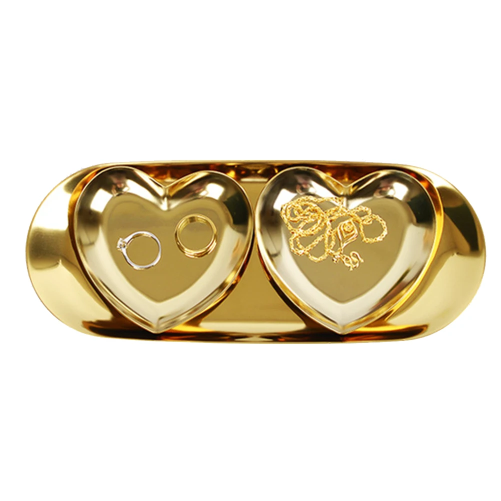 

Gold Heart Shaped Metal Jewelry Tray Smooth Ring Necklace Organizer Tray Jewelry Dish for Birthday Anniversary Gift