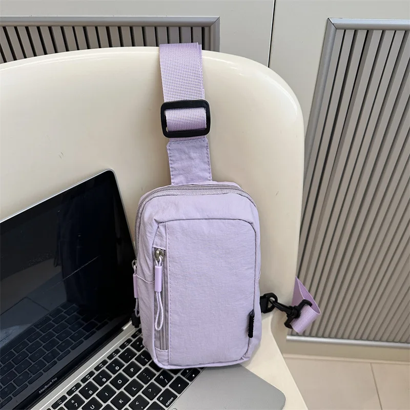 Solid color simple Japanese-style street square waterproof chest bag, single-shoulder crossbody bag, lightweight sports bag