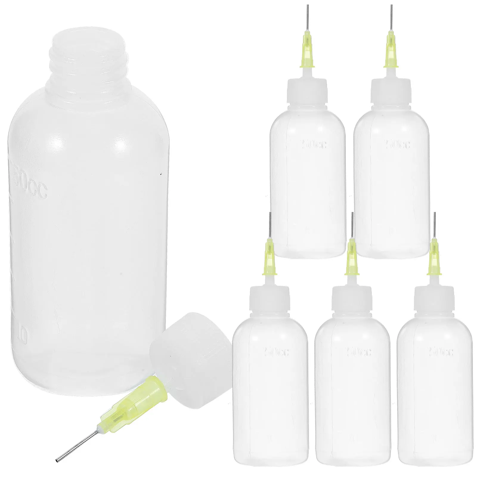 

6 Pcs Dispensing Bottle Precision Tip Glue Applicator Reusable Bottles with Lids Needle Squeeze Label Plastic Fine Dispensers