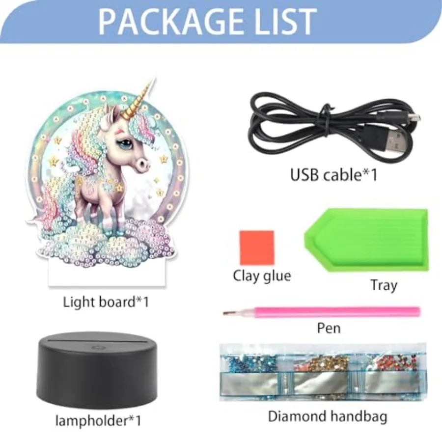Diamond Painting Night Light Diamond Art Table Lamps Gem Art LED Lights Gem Painting Desk Lamp Mosaic Kits for Adults DIY Kits view 3