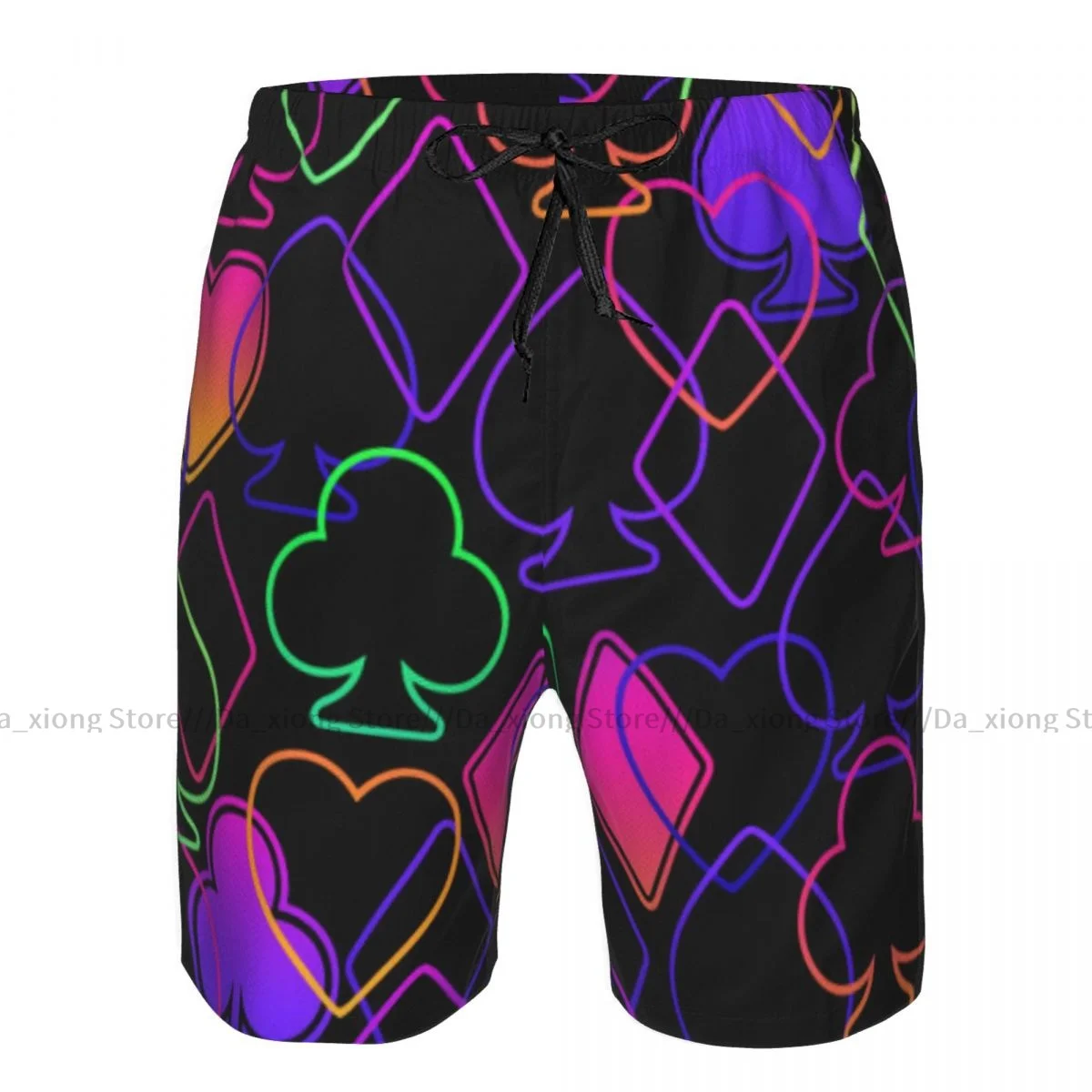 Man Swimwear Colorful Poker Card Suits Swim Shorts Trunks Beach Board Shorts Swimming Swimsuits