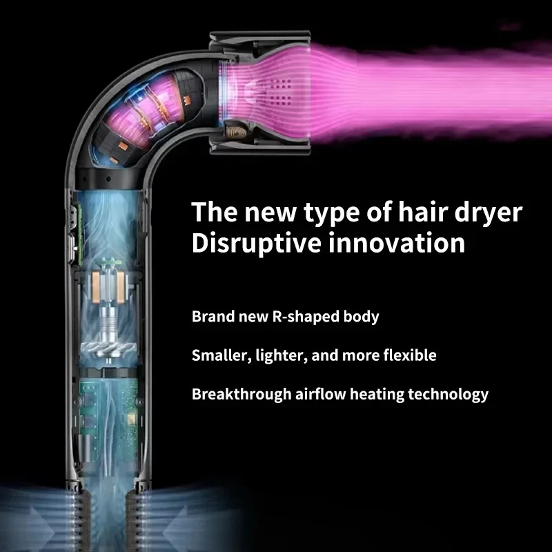 For EU Professional Leafless Hair Dryer Negative Ion Home Salon Personal Hair Styling Tool Compact Electric Hair Dryer