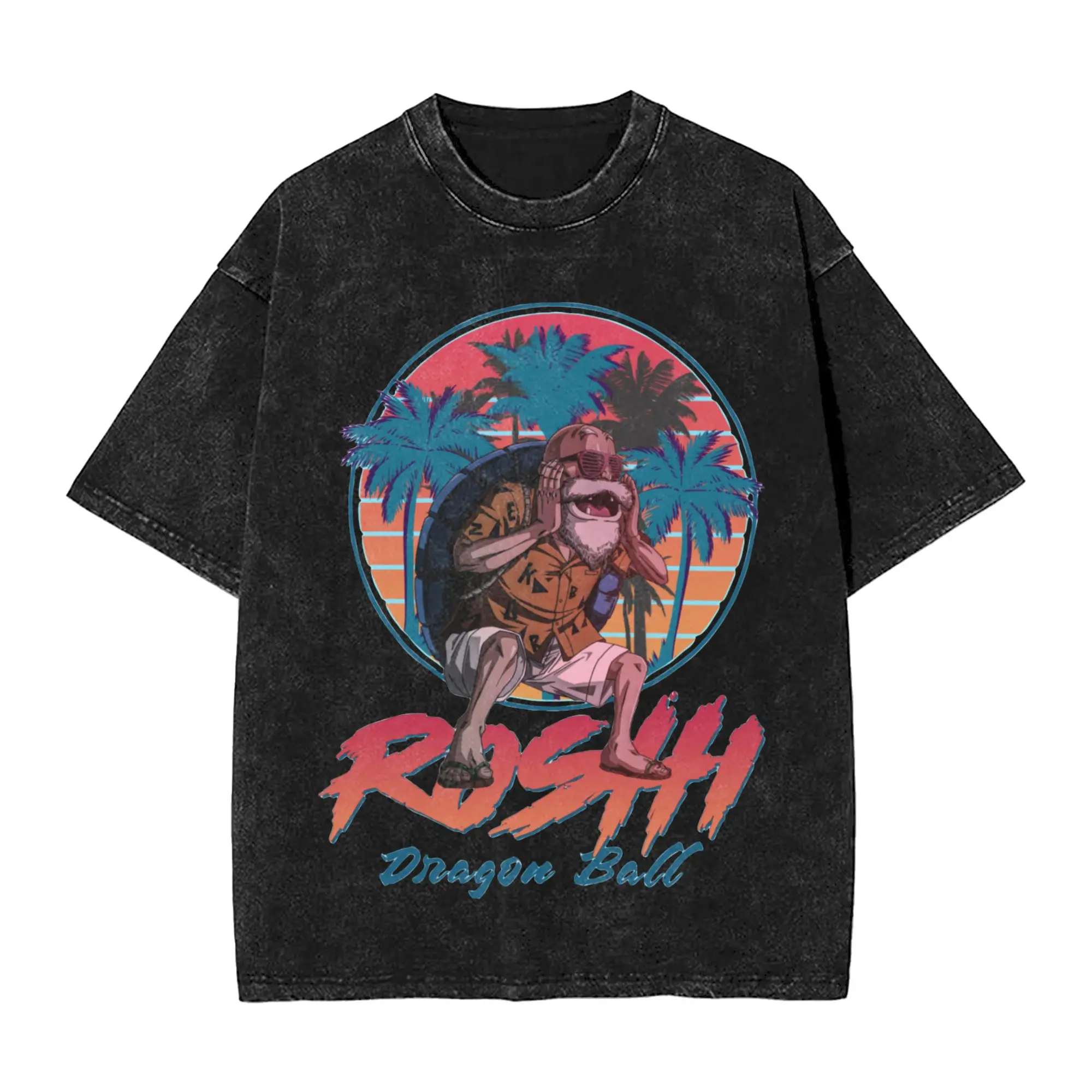 Master Roshi Dragon Ball Washed T Shirt Streetwear Hip Hop T-Shirt Anime Manga Tees Men Women Short Sleeve Oversize Printed