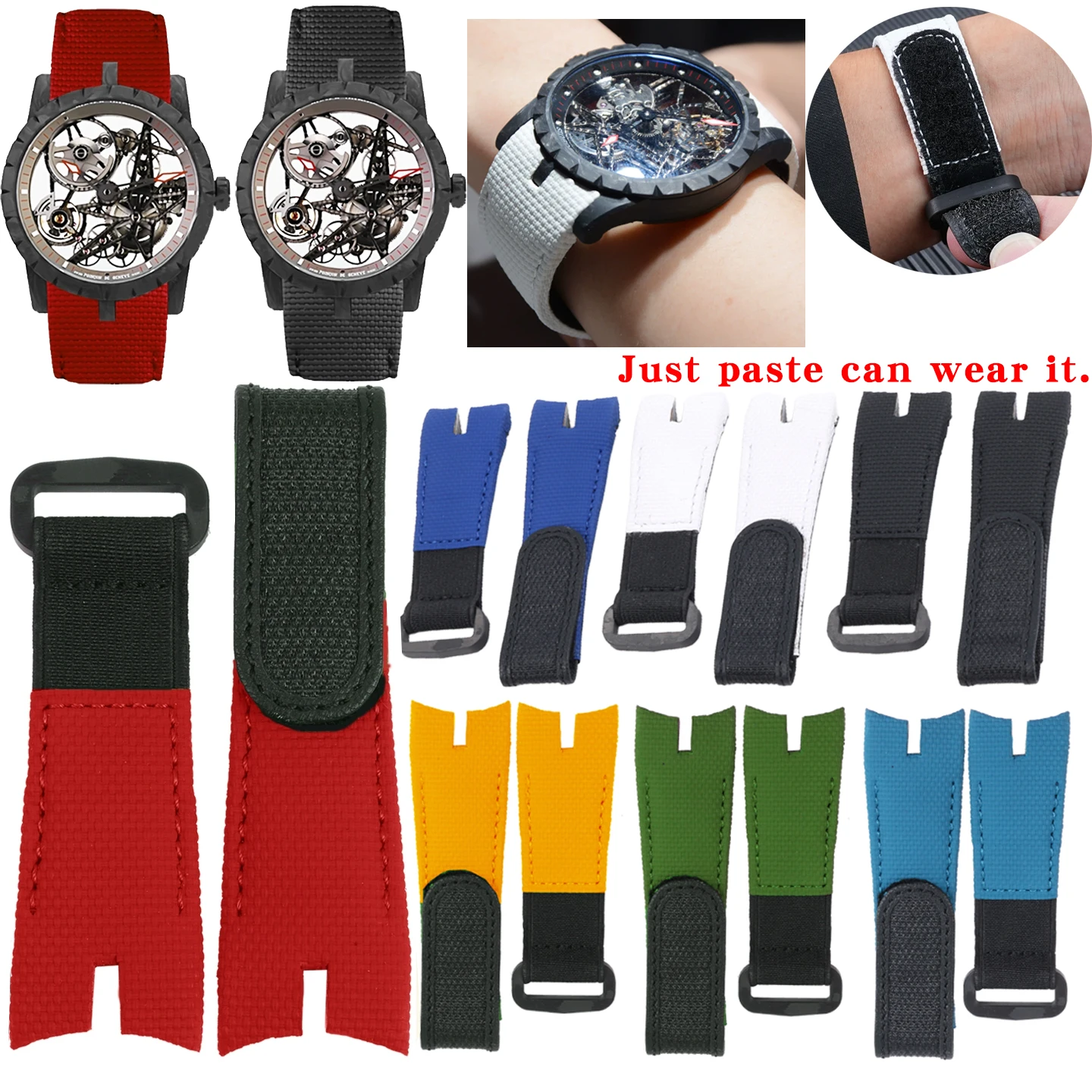 Für Roger Dubuis EXCALIBUR FKM Fluorkautschuk-Leder-Uhrenarmbänder 42 mm RDDBEX0405 elastisches Armband für Herren, individuelles Zubehör