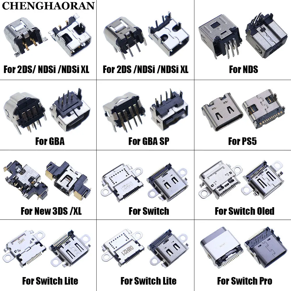 

2pcs For NDS NDSL NDSi XL Power Socket Charging Port For GBA GBASP Link Connector For Switch / Lite / Oled / Pro NS Console