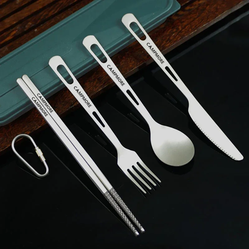 Lightweight Titanium Tableware Knife Fork Spoon Chopsticks Travel Accessories Outdoor Portable Camping Cutlery