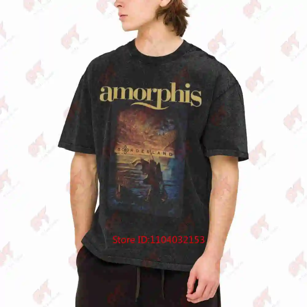 Amorphis Borderland Back Vintage Washed Tee Pure Cotton T-Shirt