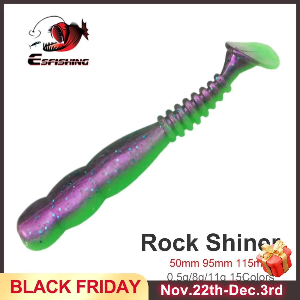 ESFISHING Rock Viber Shad 50mm 95mm 115mm 150mm Rock Shiner Sea Soft Baits Pesca Artificial Silicone Isca Fishing Lures