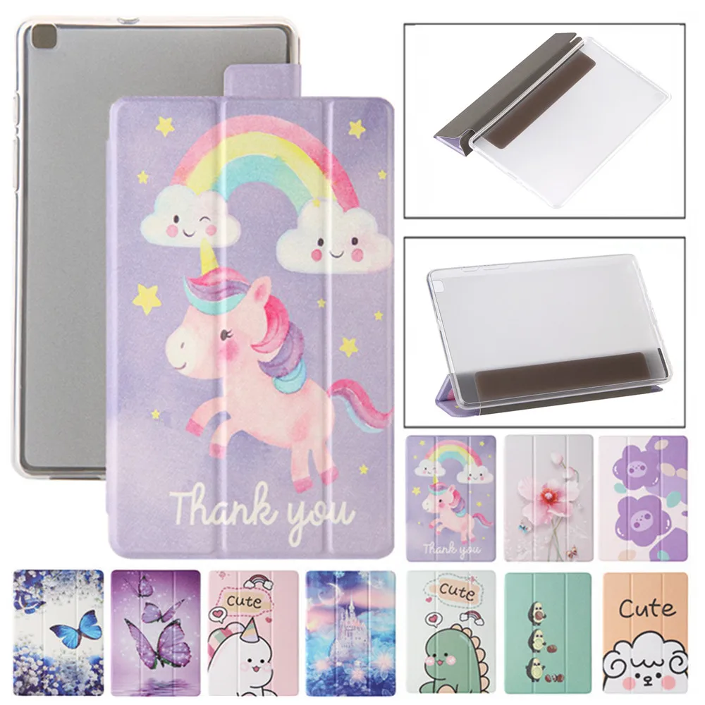 

For Samsung Galaxy Tab A 8.0 2019 SM-T295 T290 T297 Ultra-thin Flip Leather Case Cute Unicorn Pattern Fold Stand Tablet Cover