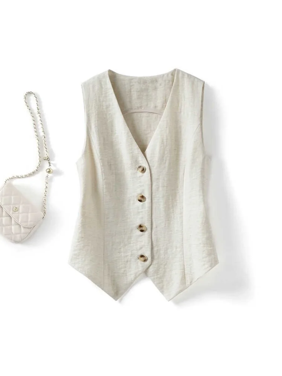 

Летний жилет ort Sve, женский новый простой элегантный жилет с v-образным вырезом, облегающий крой, тонкий верхняя одежда без рукавов, полиэфирное волокно