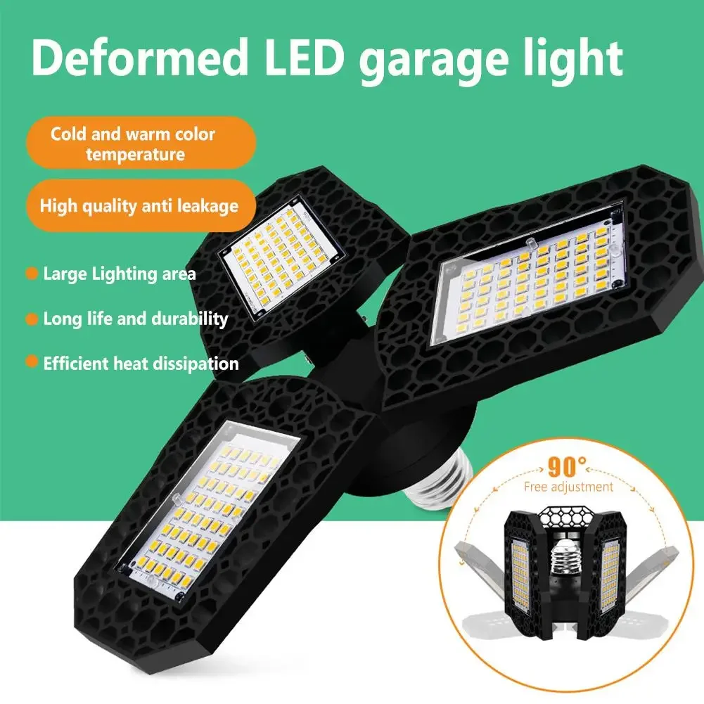 LED 차고 램프, 고휘도 에너지 절약, 각도 조절 가능, 접이식 변형 가능 조명, 40W, 60W, 80W