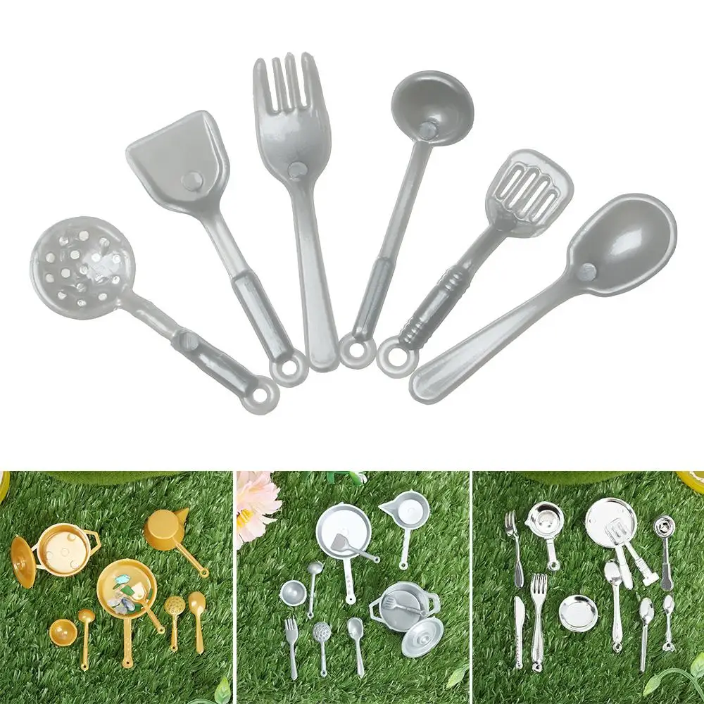 10/11PCS Pan Fork Pot Cookware Set Playing House Dollhouse Kitchen  Accessories Dinnerware Model Miniature Cookware