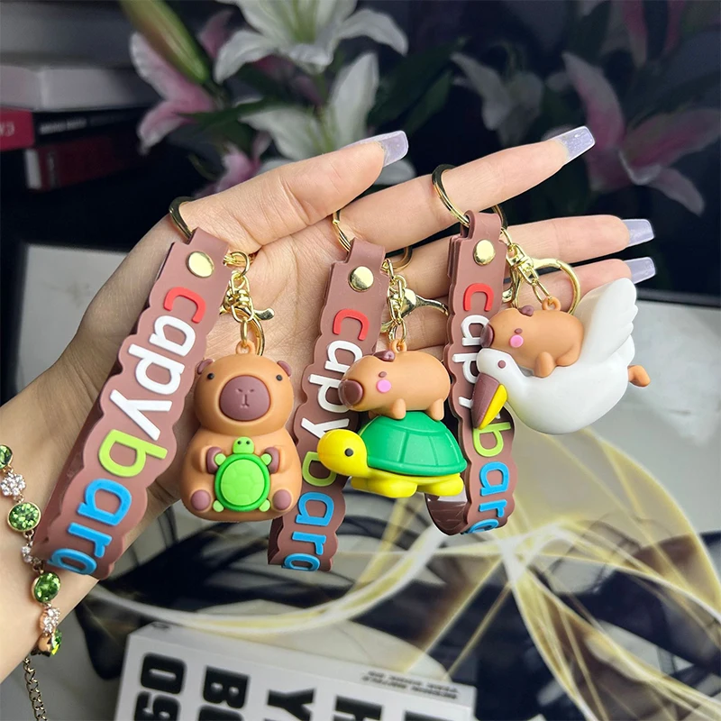 Cartoon Capybara Anhänger PVC Simulation Capybara Schlüsselbund Nette Capybara Schlüsselring Exquisite Rucksack Dekoration Zubehör Geschenke