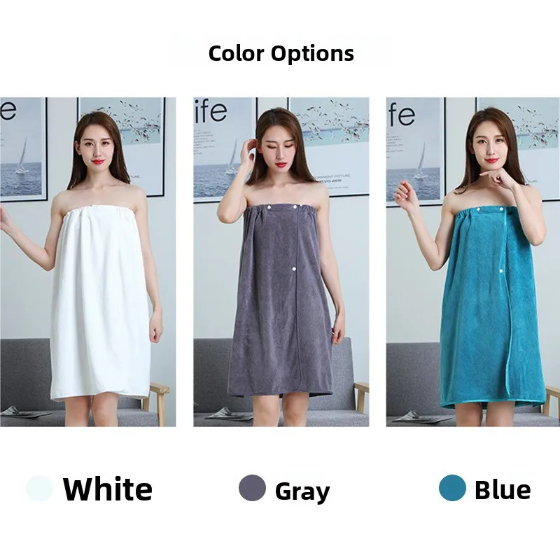 Thick Soft High Fiber Bath Towel Elastic Waist Bath Skirt Absorbent Non-Shedding for Home And Salon Use Polyester Fiber