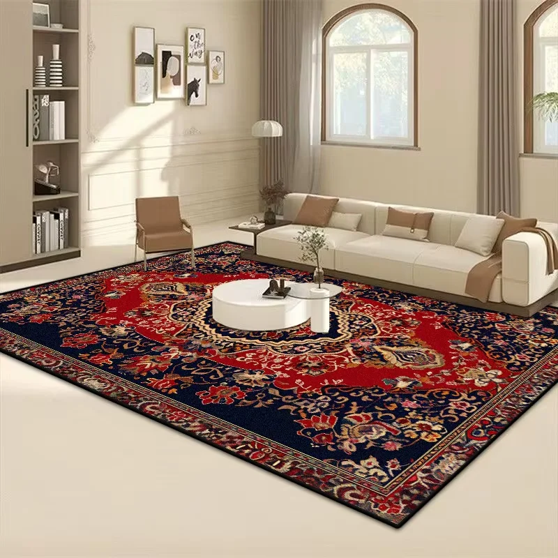 Persian Style Antiskid Large Area Carpet Living Room Luxury Cloakroom Decoration Rug Soft Easy Cleaning Sofa Table Mat Flannel