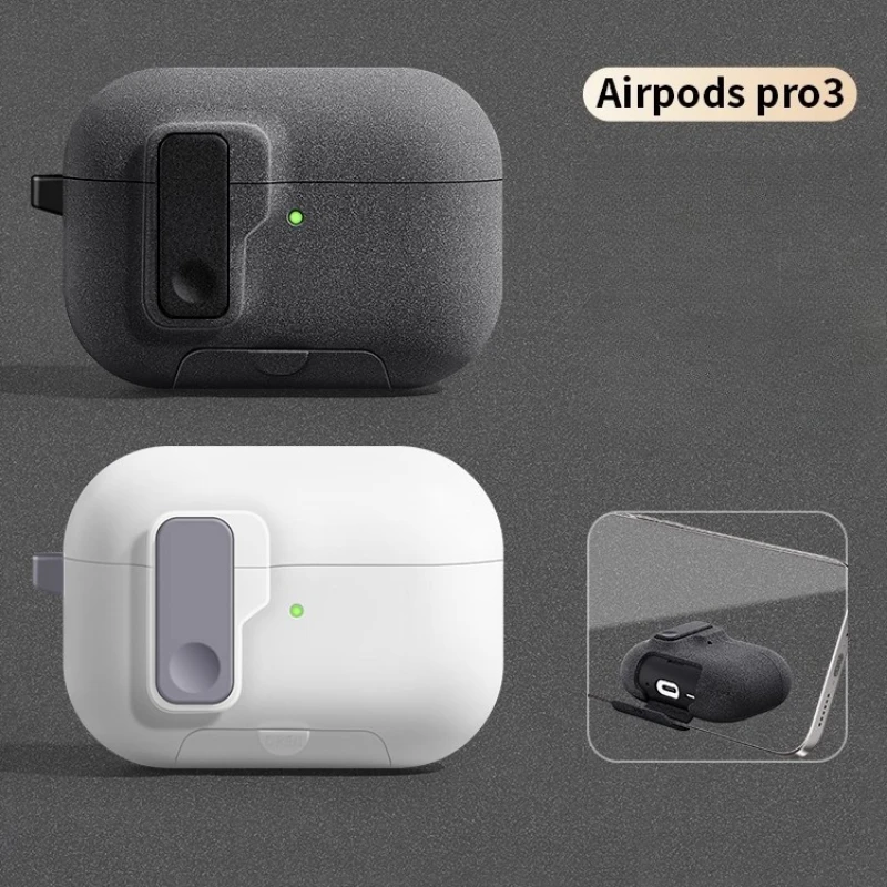 2025 New For AirPods Pro 3 Phone Stand Case Cover Magnetic Auto Lock TPU Shockproof Protective Sleeve With Hook for AirPods Pro3
