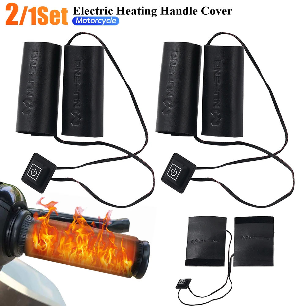 Heated Motorcycle Handlebar Grips Warmer USB Anti Slip Handlebar Warmer Sleeves 6 Gear Waterproof Anti Vibration Hot Grip Handle