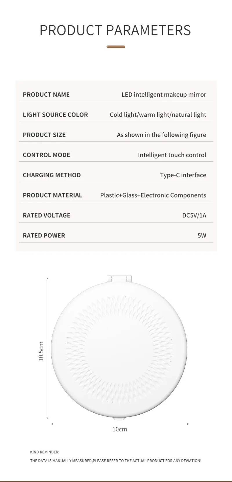 Espejo de maquillaje Espejo plegable portátil Espejo de maquillaje portátil Espejo