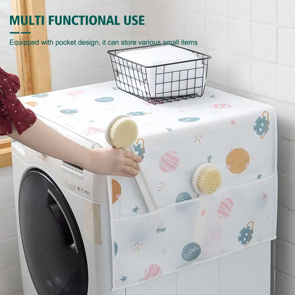 Refrigerator Dustproof Cover With Both Sides Hanging Storage Bag Fridge Top Anti-dirty Mat Kitchen Organizer