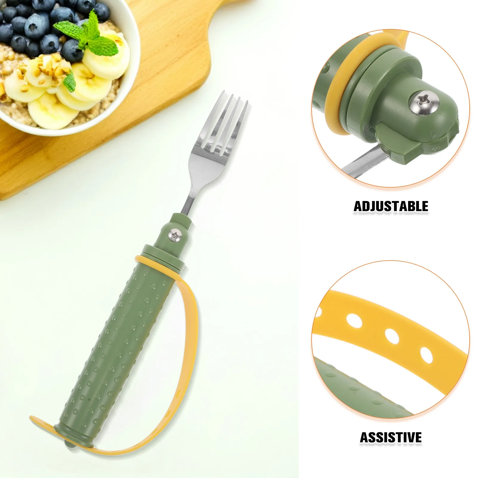 Adjustable Adaptive Fork Stainless Steel for Elderly and Disabled Bendable Left Right Angle Easy Grip Assistive Tableware