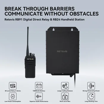 Retevis RB91 LORA Direct Frequency Digital Repeater With RB24 UHF Portable Radio Stations 5W Long Range Communication Solution