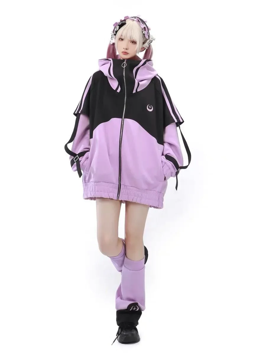 Mine Series Mass-produced Sports Jacket Hoodies Coat Shorts Set 2024 New Autumn New Purple Zipper Cardigan Coats Punk Y2k Jacket