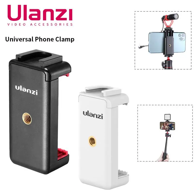 Ulanzi ST-07 Phone Holder Clamp Clip With Cold Shoe Mount Extend Mic Video Light 1/4'' Tripod Monopod Base Mount for Smartphone