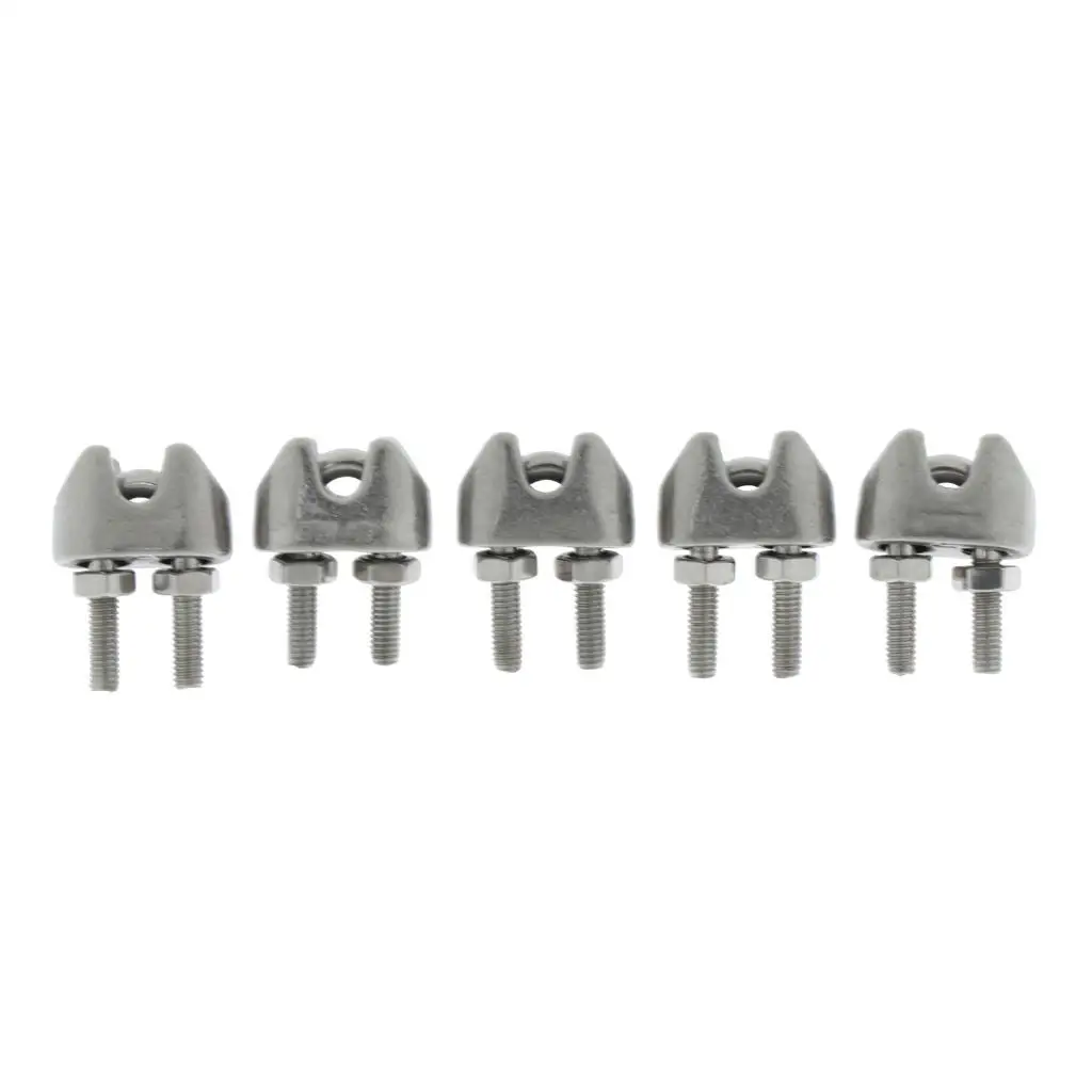 5 Pieces Stainless Steel 304 Wire Rope Cable Clamps Zinc- Wire Rope Cable Saddle Clips 2mm/3mm/4mm/5mm/6mm/8mm