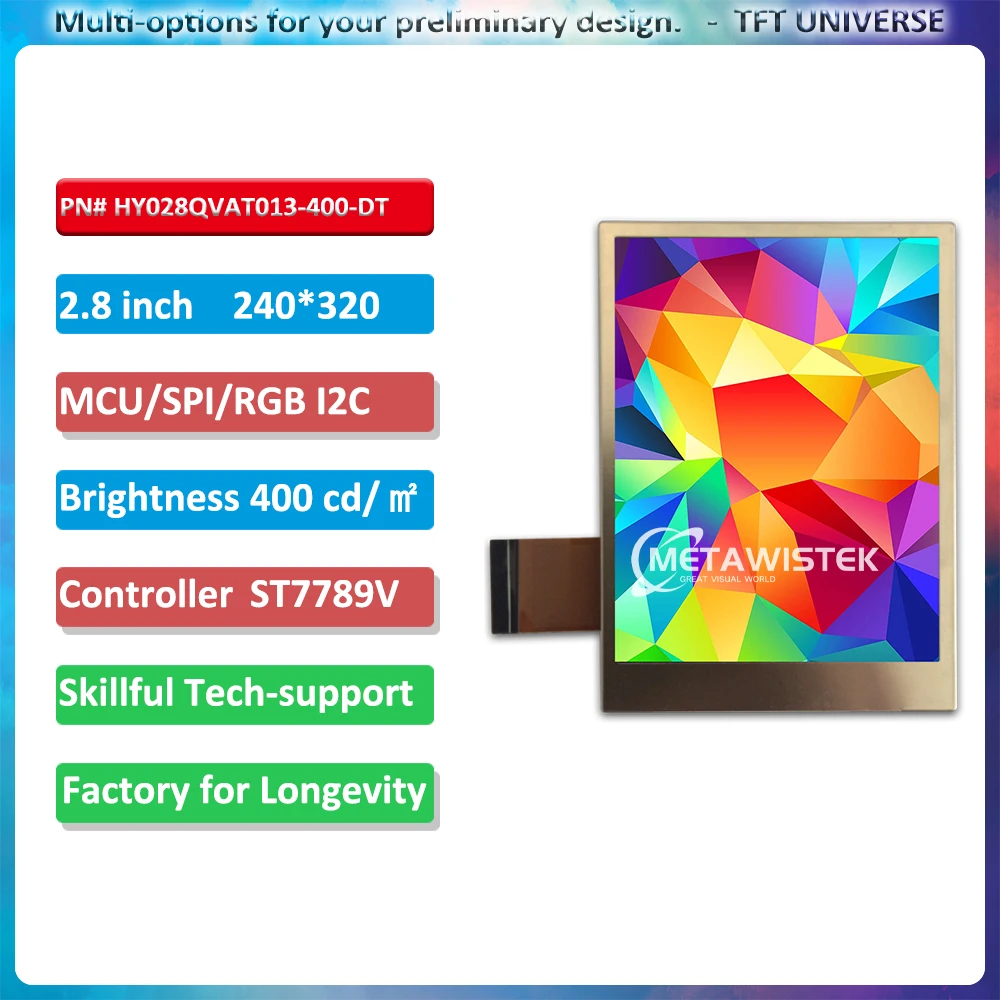 High-Performance 2.8inch TFT LCD Module with 240x320 Resolution and Customizable Interface outdoor-use 500nits brightness