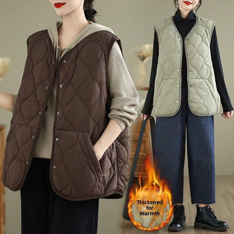 

Хлопковый жилет в стиле ретро с бриллиантами, женская осенне-зимняя верхняя одежда No Sve oulder Pad, теплый жилет ort Coat