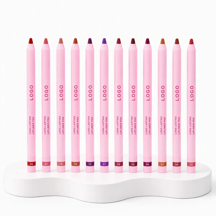 Pink Cream Lipliner Pen Custom Logo Retractable Lipliner Pencil Private Label Long Lasting Matte Waterproof Lip Liner 20pcs