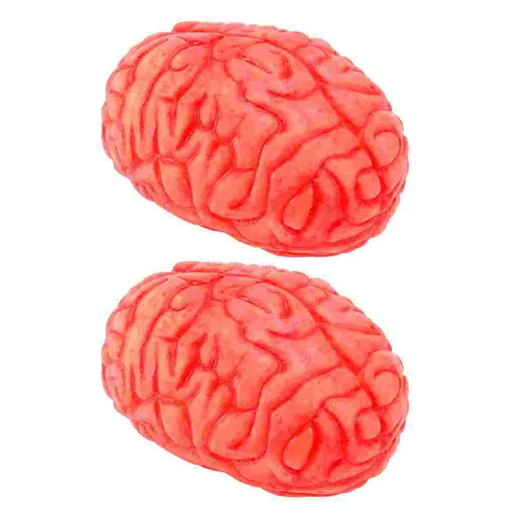 2 Pcs Dummy Simulation of Human Organs Halloween Decor Prank Props Gift Fake Body Brains Red Child